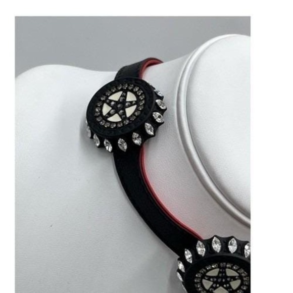 Ermanno SCERVINO French Designer‎ Black Leather Chain Caps Goth Choker Necklace - Picture 8 of 11